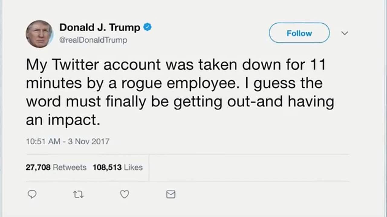 Donald Trump's Twitter account was down for 11 minutes.