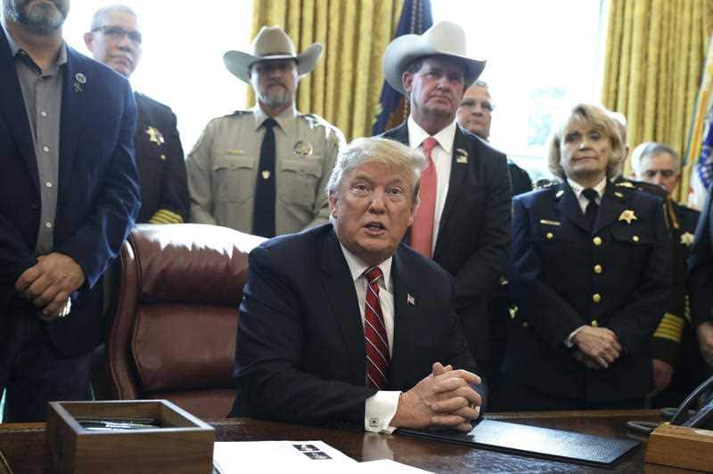 President Donald Trump speaks about border security in the Oval Office of the White House,