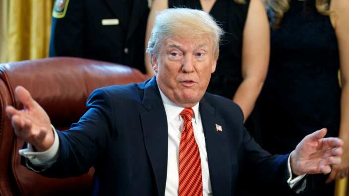 President Donald Trump in the Oval Office of the White House in Washington, May 1, 2018.  