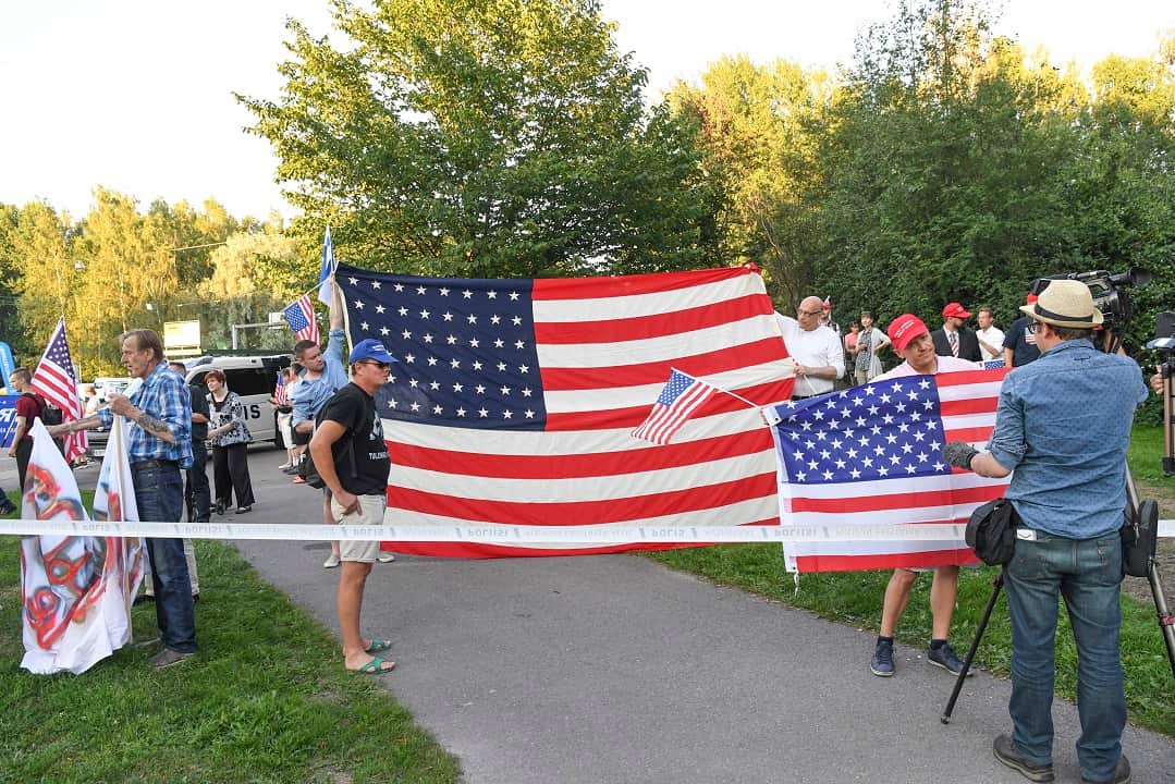 Supporters Supporters of Donald Trump welcomed the US President to Finland.