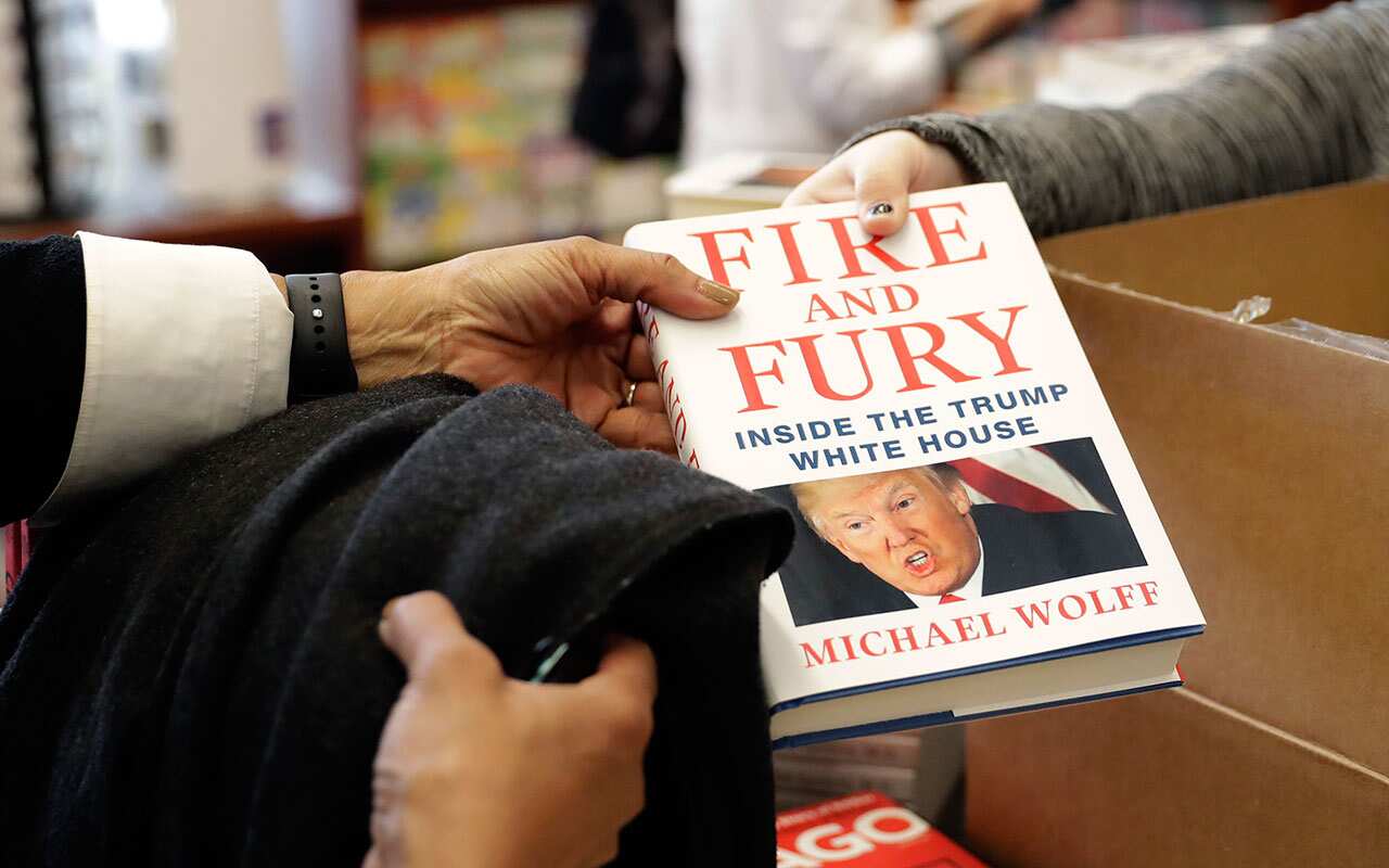 Another copy of the book "Fire and Fury: Inside the Trump White House" by Michael Wolff is sold at Barbara's Books Store, Friday, Jan. 5, 2018, in Chicago.