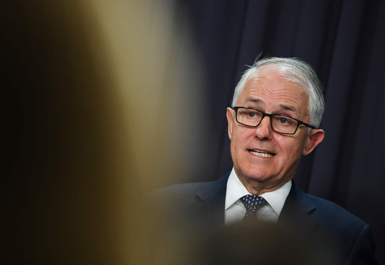 Australian Prime Minister Malcolm Turnbull speaks during a press conference at Parliament House in Canberra, Monday, August 20, 2018.