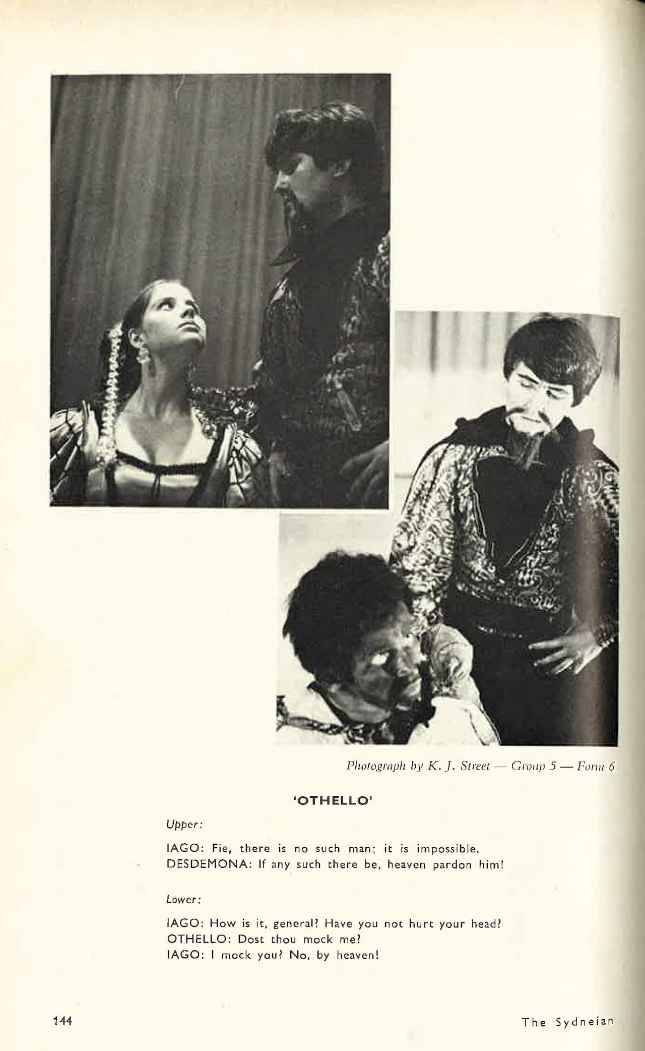 Malcolm Turnbull as Iago in Othello at Sydney Grammar School in 1970