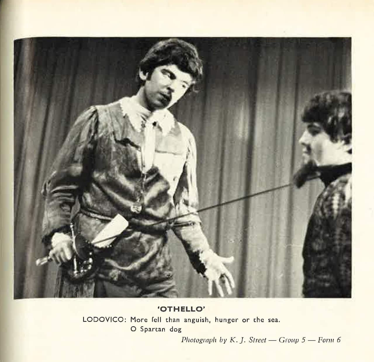 Malcolm Turnbull (right) as Iago in Othello at Sydney Grammar School in 1970