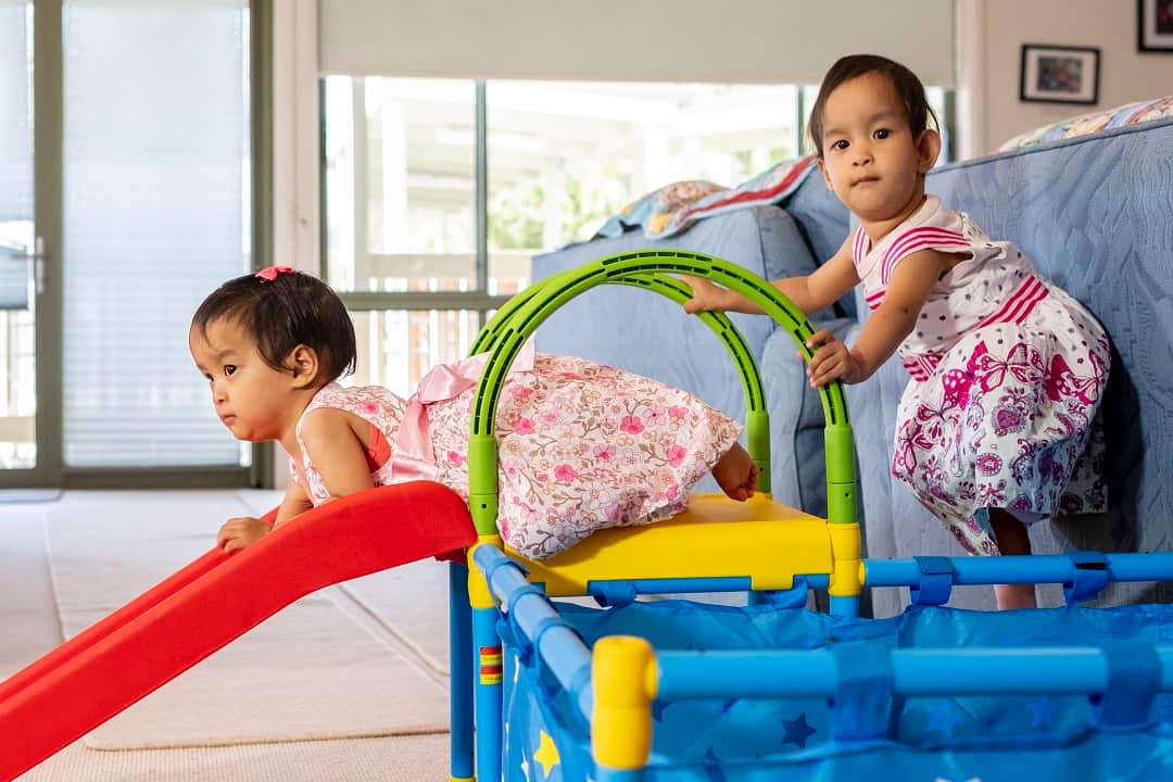 Nima (left) and Dawa are seen at the Children First Retreat in Kilmore, Australia, Thursday, January 31, 2019. (AAP Image/Daniel Pockett) NO ARCHIVING