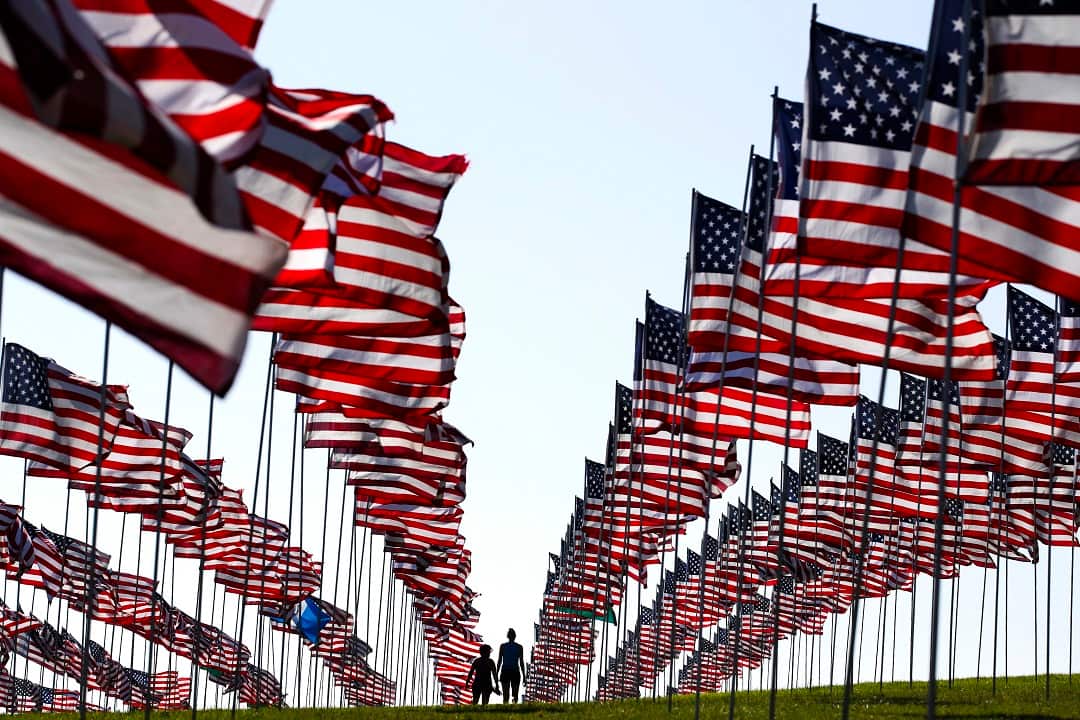 Pepperdine University's annual display of flags honouring the victims of the 9/11 terrorist attacks.
