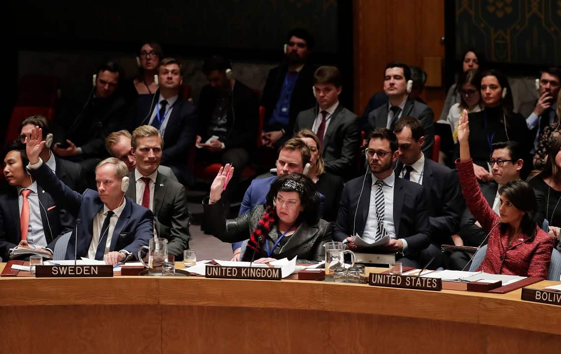 Sweden, Britain and the US vote against a draft resolution presented by Russia.