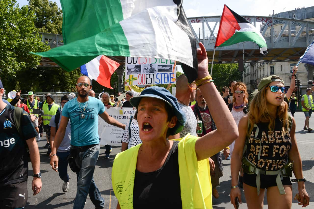 "Yellow Vest" protesters on the streets of Paris yesterday. 