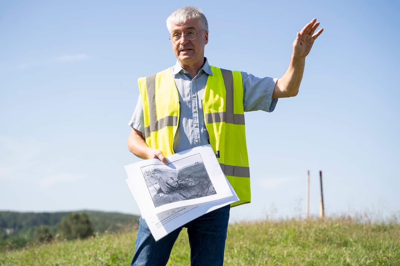 Jan Bill, senior researcher and head curator of the Viking Ship Museum at the excavation site.