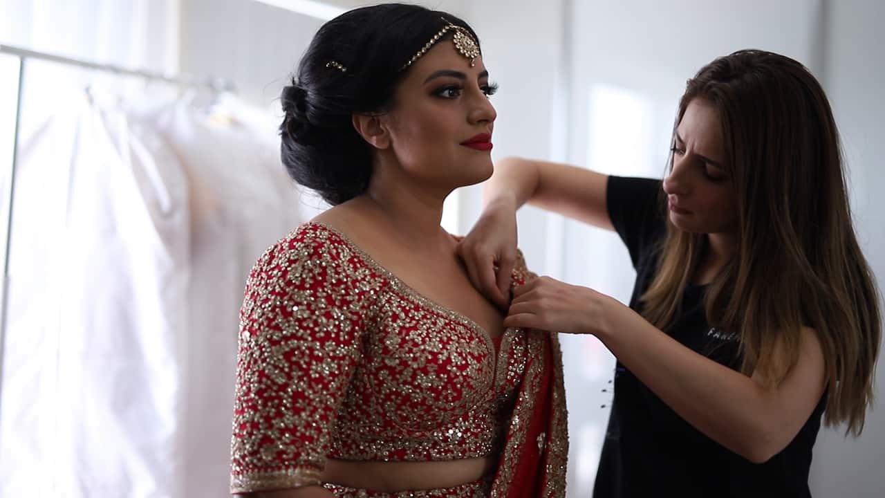 Fareha's Bridal Studio also offers saree draping