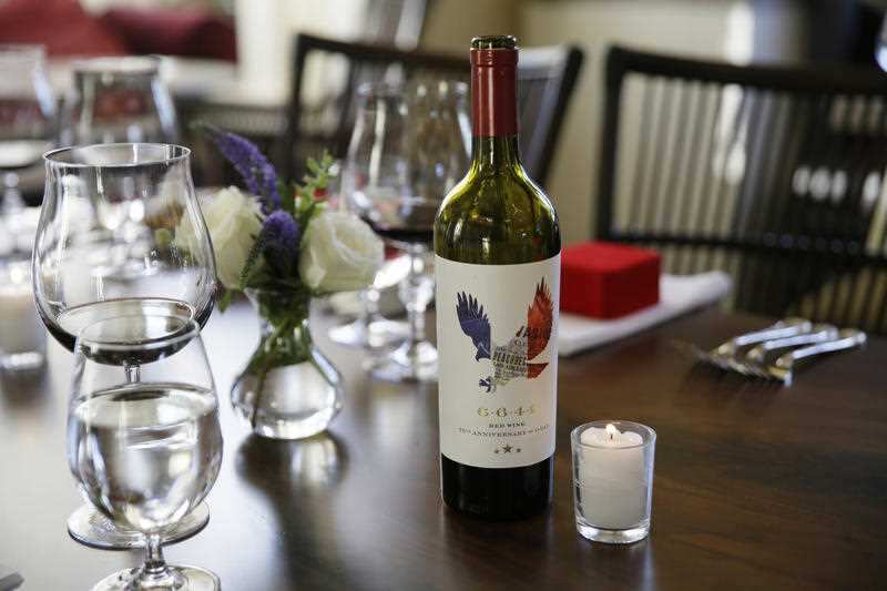 A bottle of 6.6.44, a wine - a blend of red grapes from California and France, made to commemorate the 75th anniversary of D-Day.