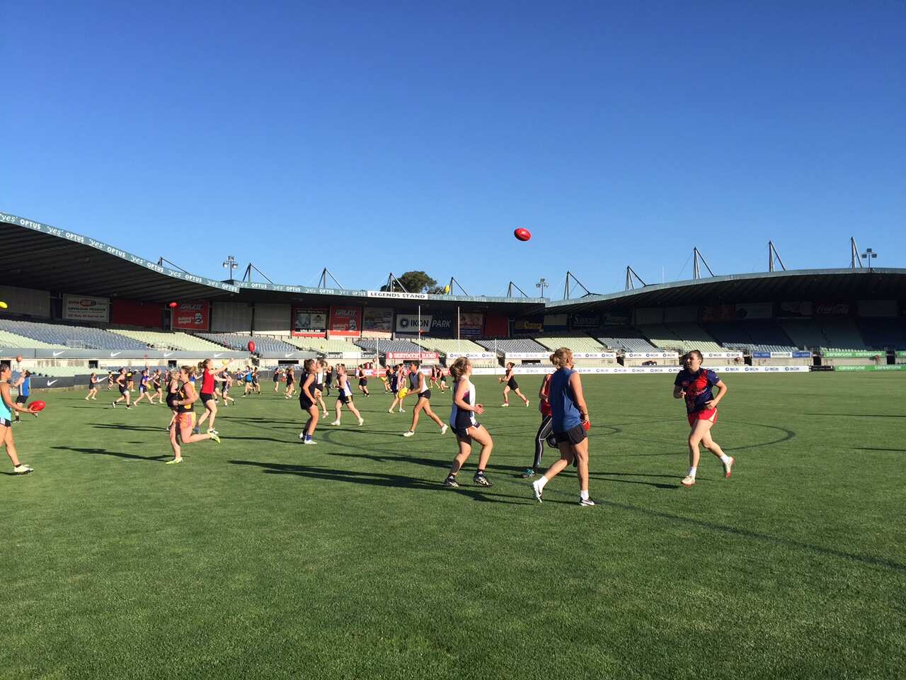 Players train at the Womens AFL academy at IKON Park Carlton.