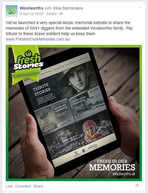 Woolworth ANZAC campaign slammed on social media