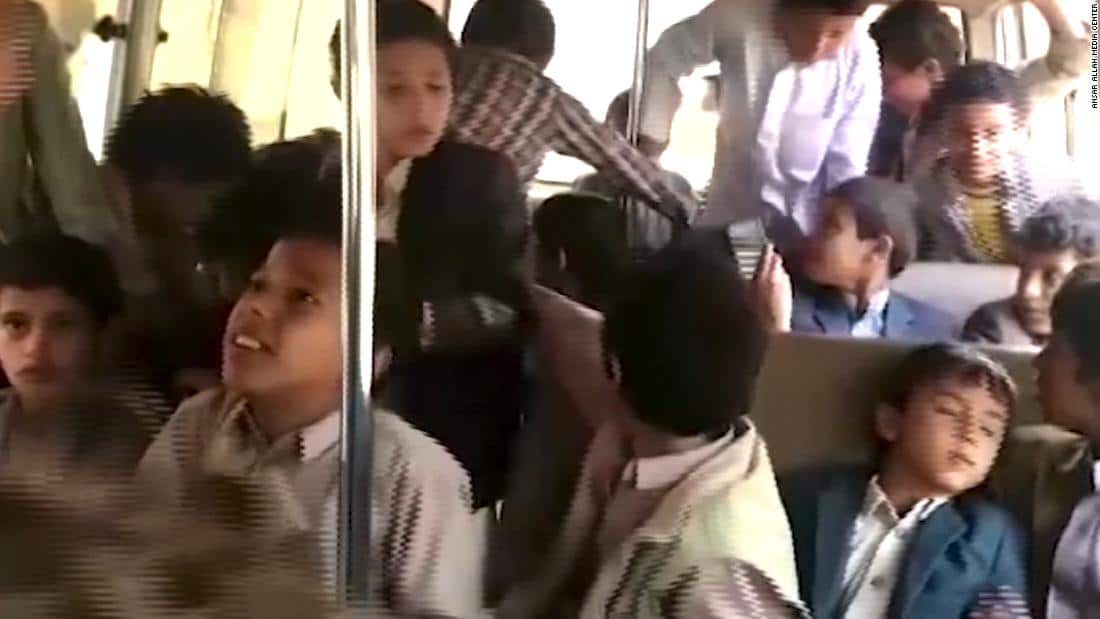 Footage of the school children on a trip in Yemen moments before an airstrike.