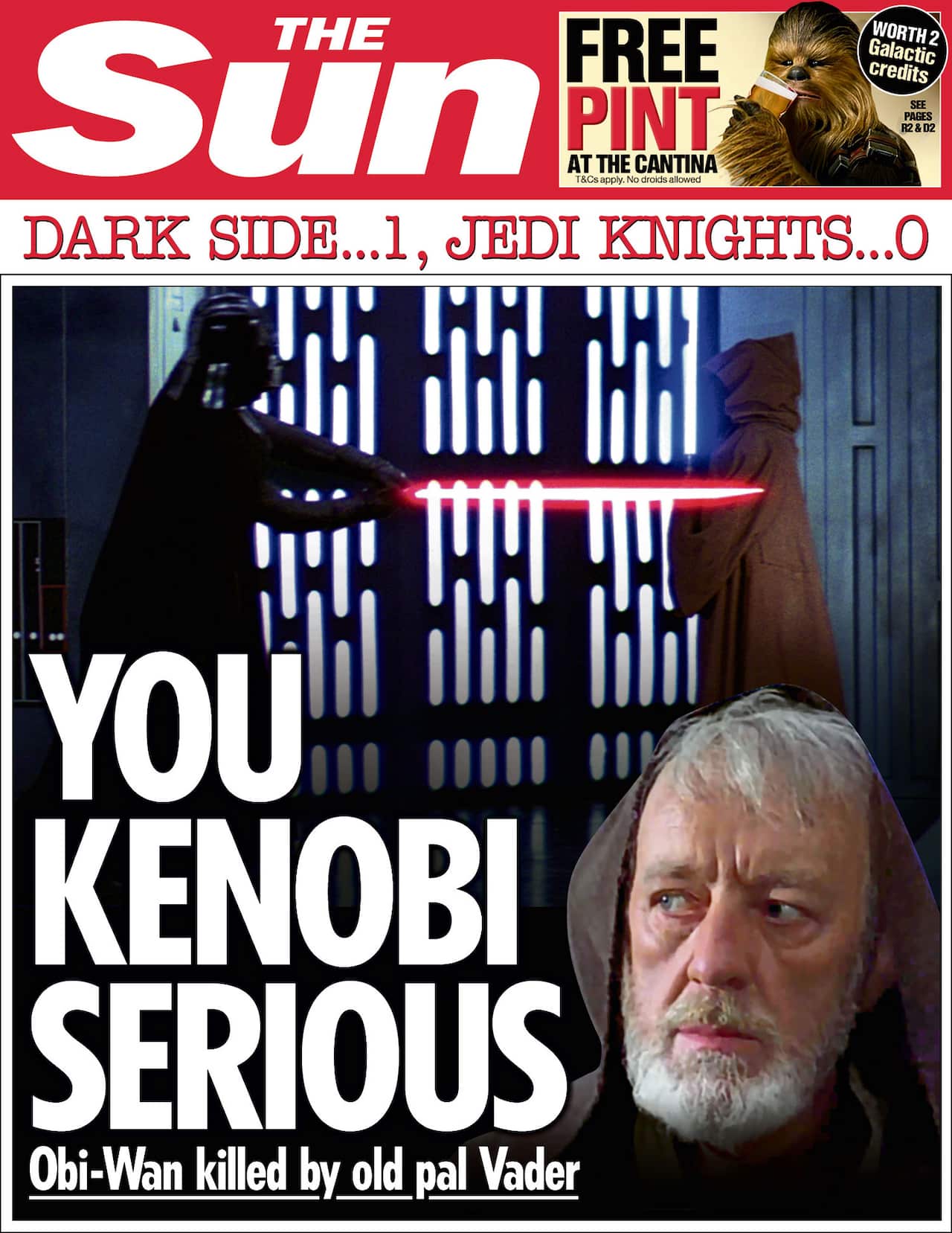 One of The Sun's Star Wars front pages.