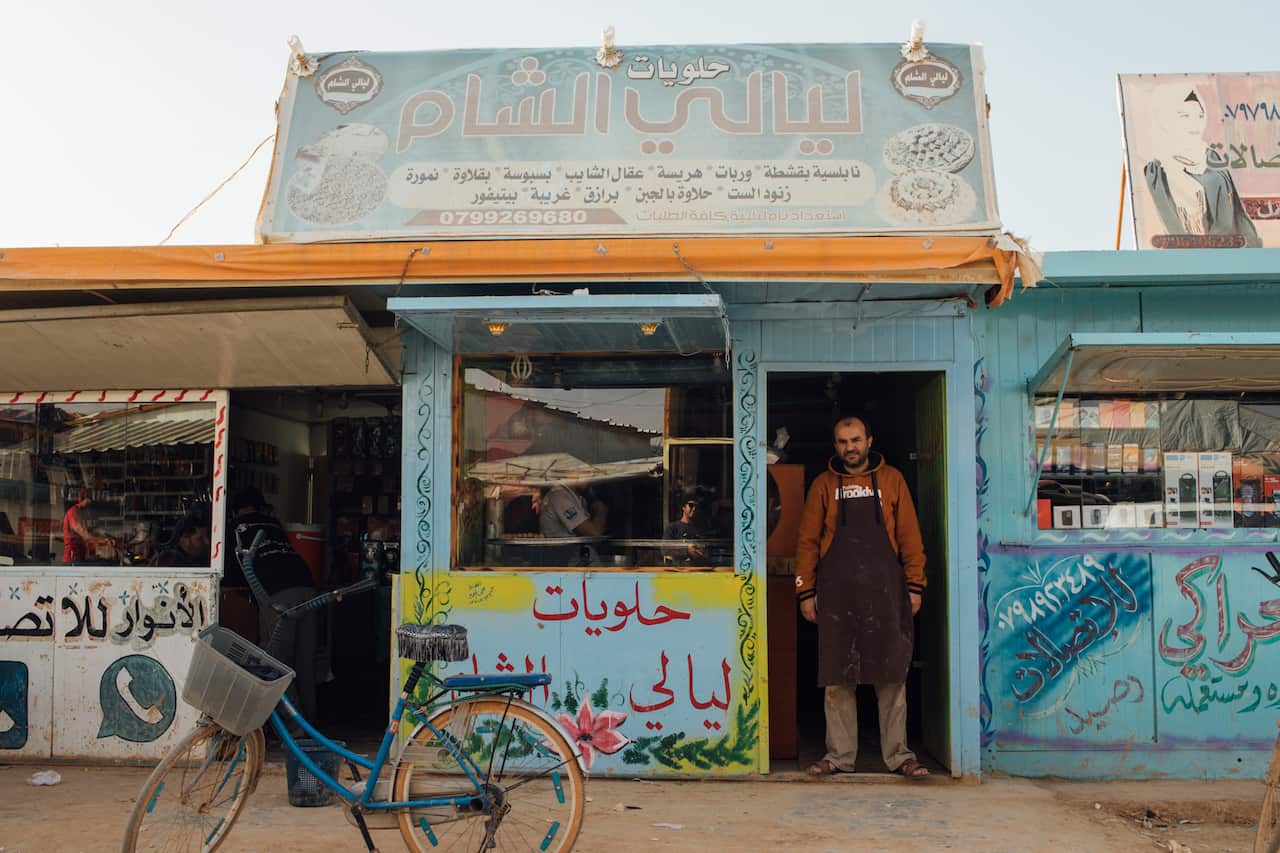 A patisserie on the 'Champs-Élysées' in one of Jordan's refugee camps.  
