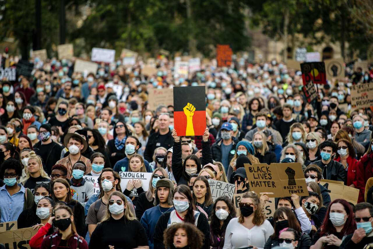 More than 5,000 people packed Victoria Square in Adelaide where police praised the organisers.