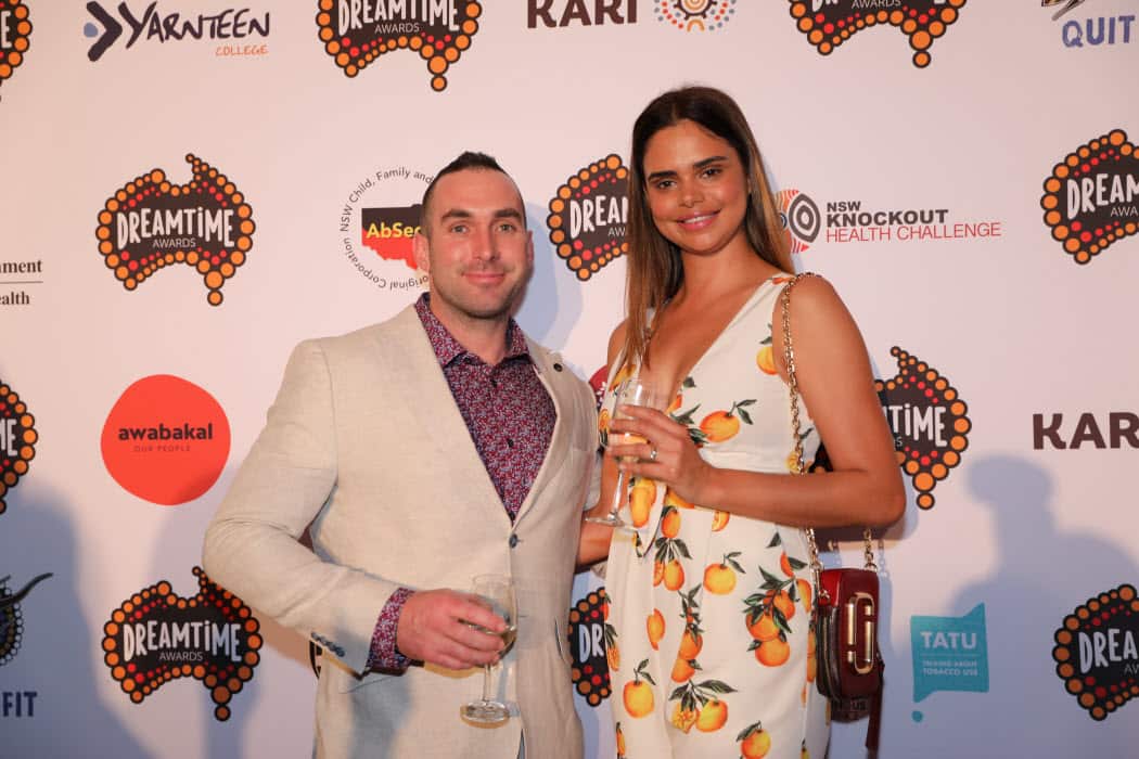 Model Samantha Harris and her husband Luke at the National Dreamtime Awards 2018