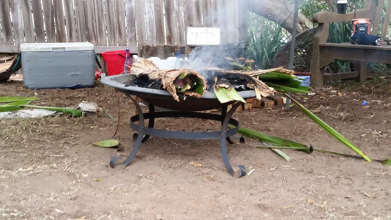 Cooking eel.