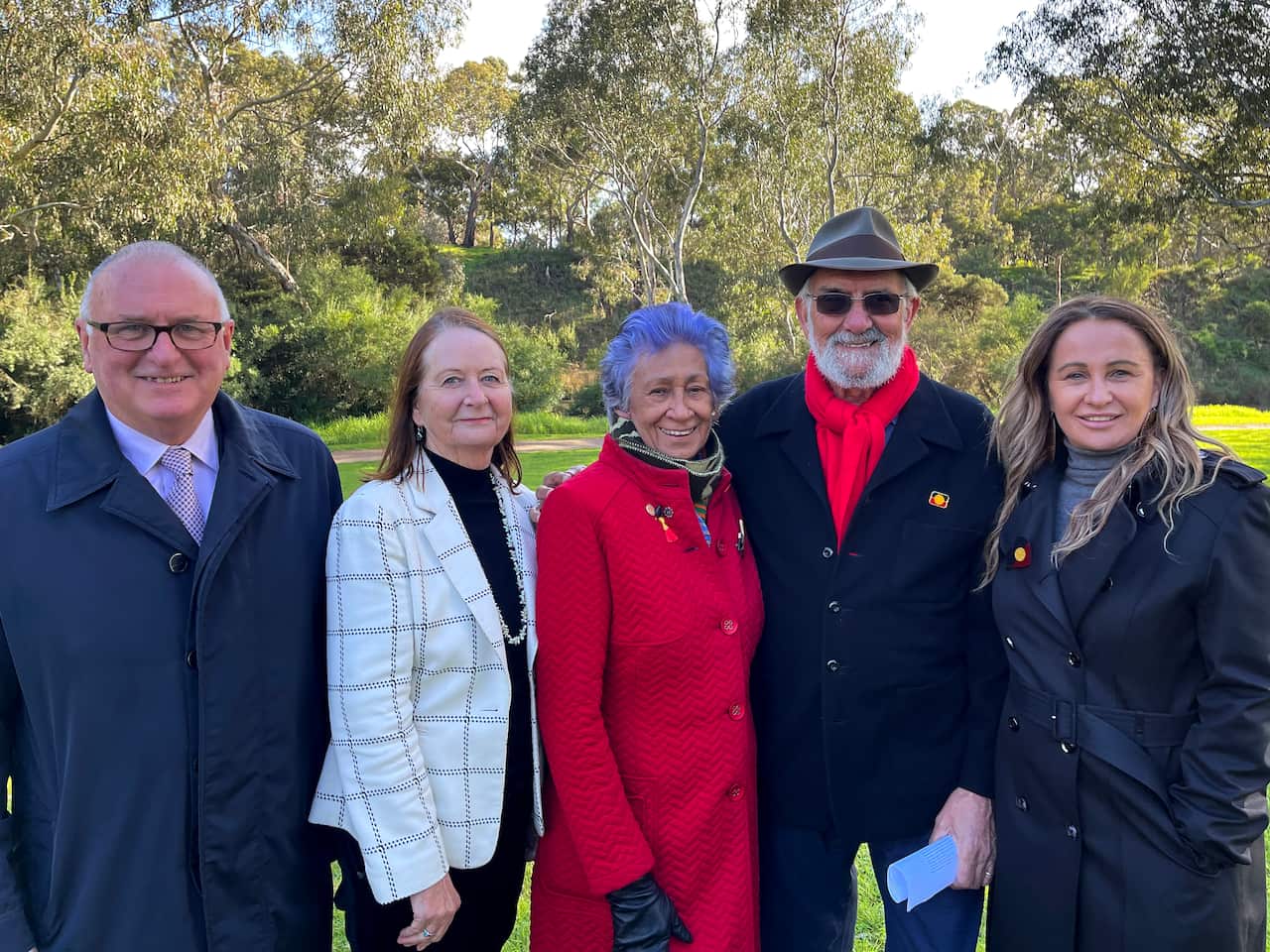 Victoria’s Yoo-rrook Justice Commissioners (L-R) Kevin Bell, Maggie Walter, Eleanor Bourke, Wayne Atkinson and Sue-Anne Hunter.