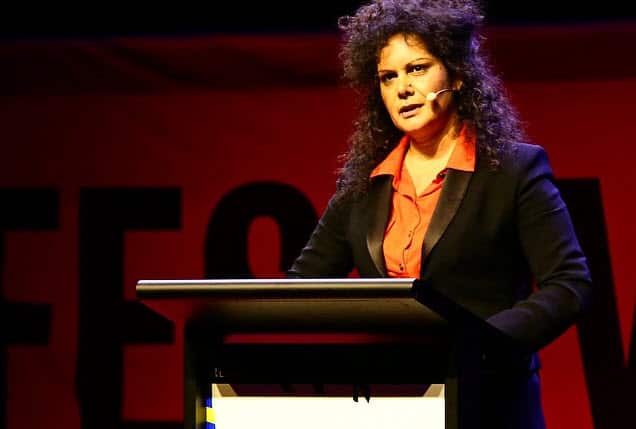 Malarndirri McCarthy addresses the audience at the Festival of Dangerous Ideas at Sydney Opera House (Supplied)