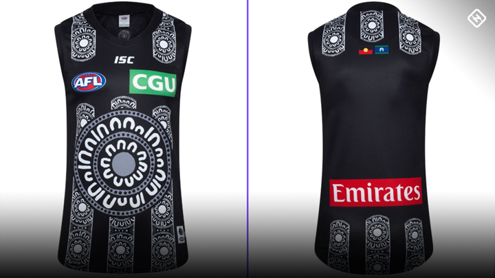 In the Collingwood guernsey design Players are all united as one in the inner circle, which is surrounded by their families
