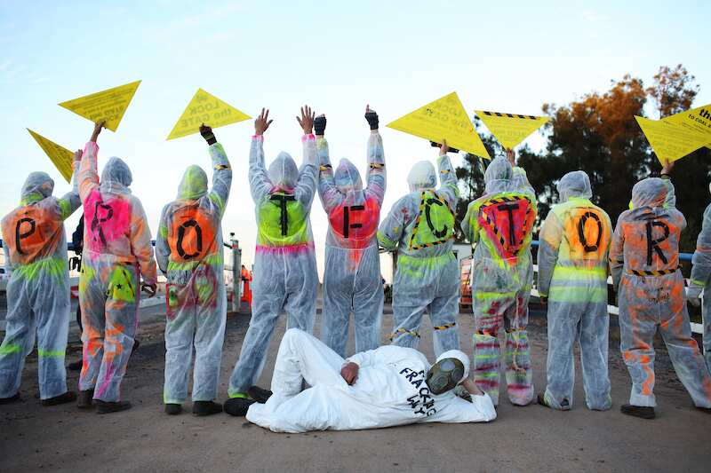 'Frackman' Dayne Pratzky with fellow protestors oppose Coal Seam Gas in Tara, Queensland