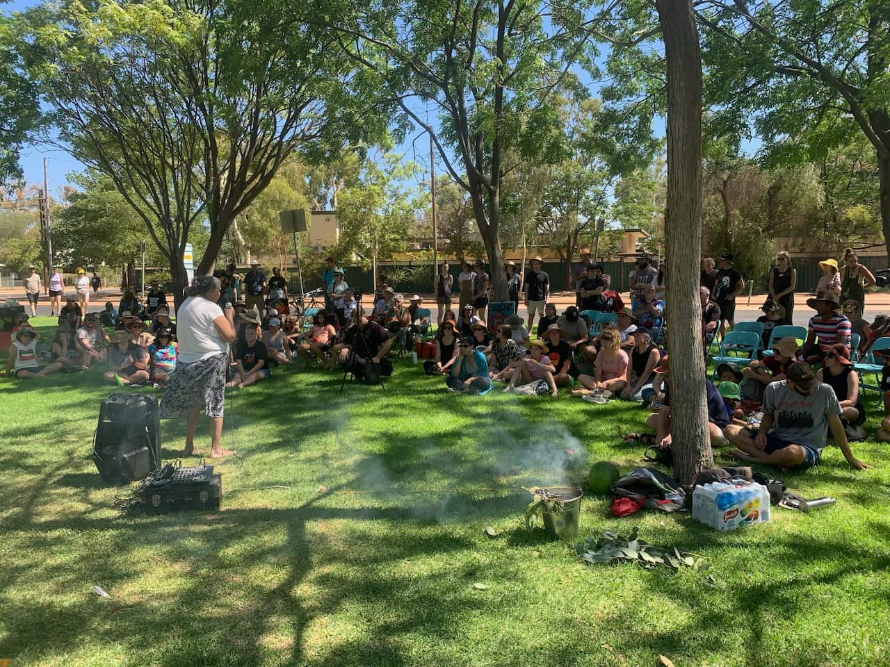 Ryan Liddle reports that the Invasion Day event on Mparntwe Country is now underway.