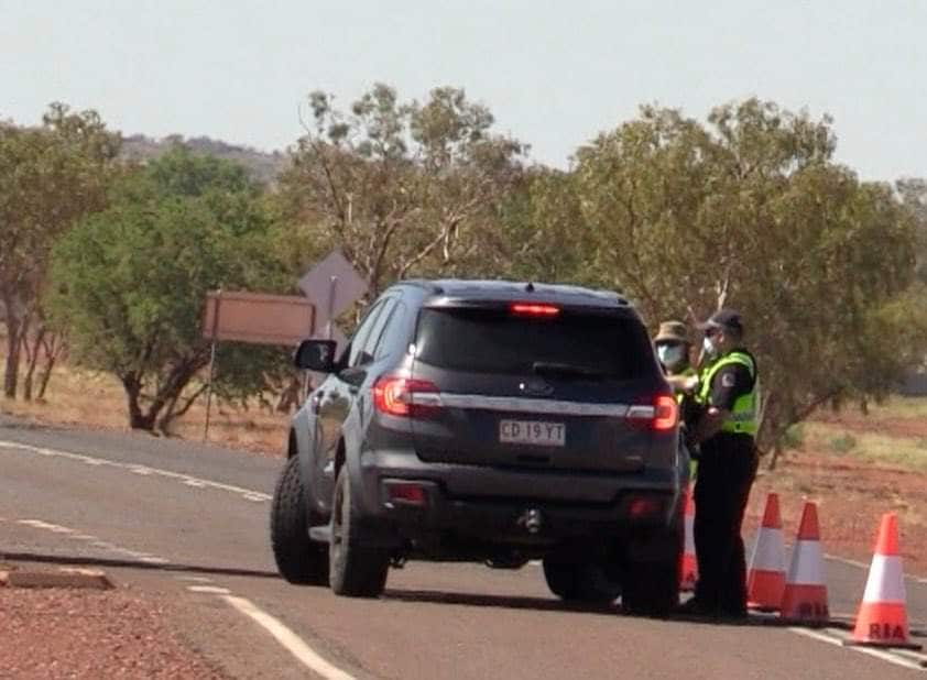 A police roadblock on the Stuart Highway, on the out skirts of Tennant Creek 