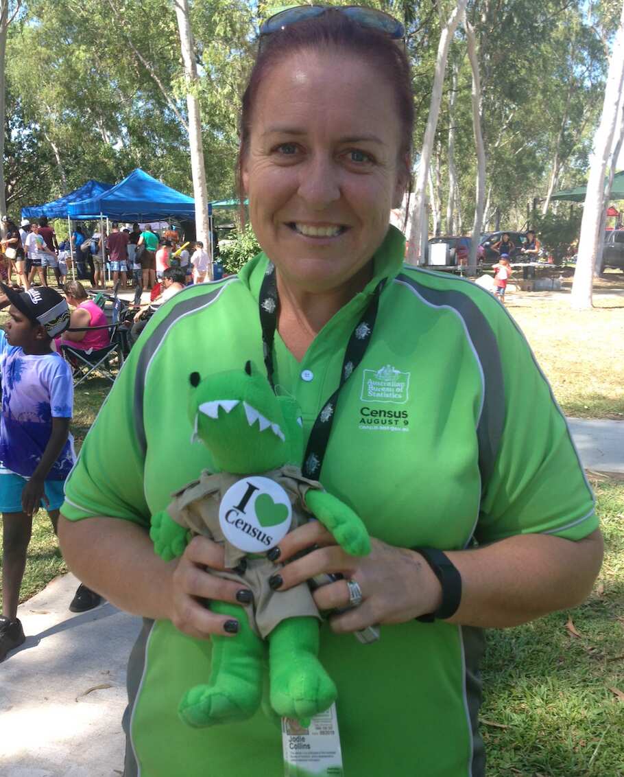 Mascot 'Cyril the Census Crocodile' will be out and about in NT communities in July and August.