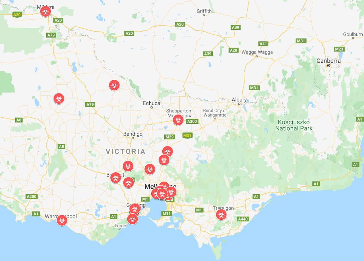Victoria COVID-19 map