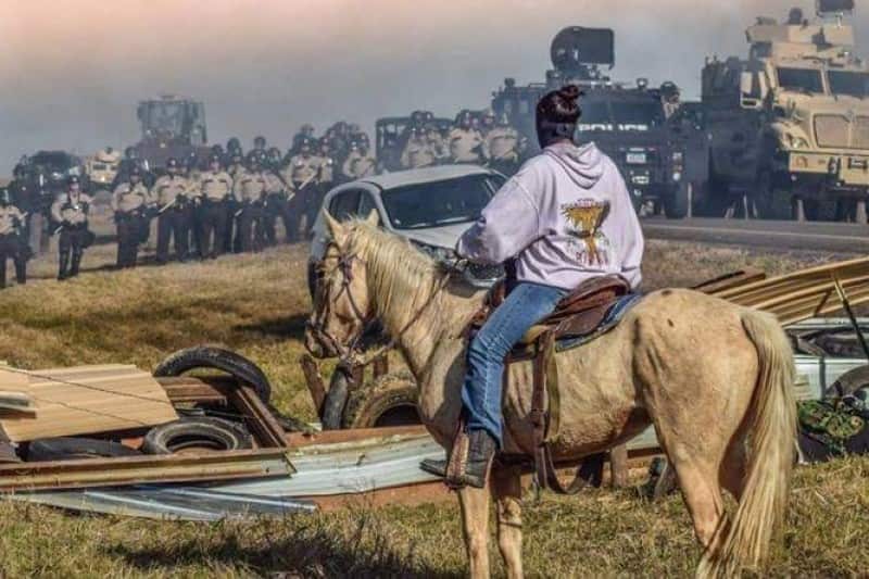 Tens of thousands of supporters came to Standing Rock to peacefully protest oil pipes being laid through tribal lands