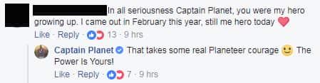 Comment left on Captain Planet's post.