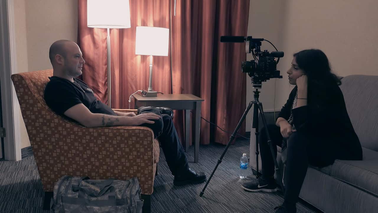 Deeyah Khan, right, interviewing a man for White Right.