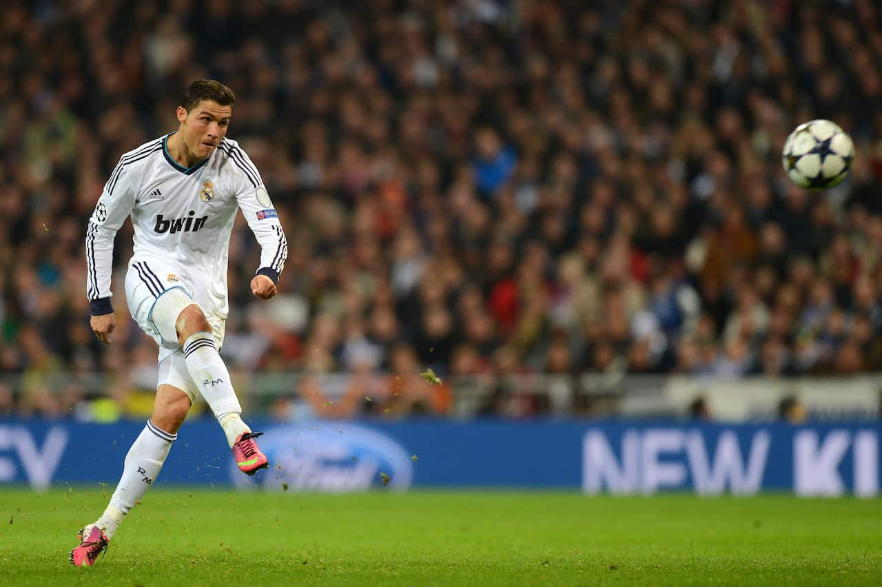 Cristiano Ronaldo launches a free-kick