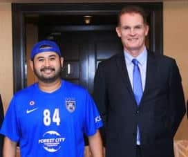 Alistair Edwards with sultan Tunku Mahkota Johor Ismail