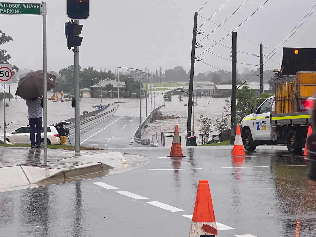 The new Windsor bridge in north-western Sydney has been closed due to flooding.