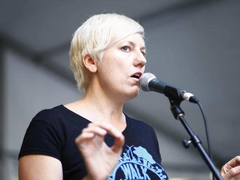 NSW Greens MP Cate Faehrmann speaks to the public