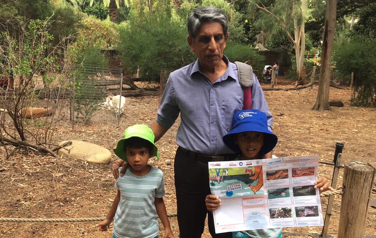 Mr.Keerthisiri Wickramasekara (M) with his grand sons in Queensland