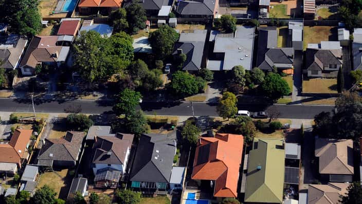 An aerial view of housing