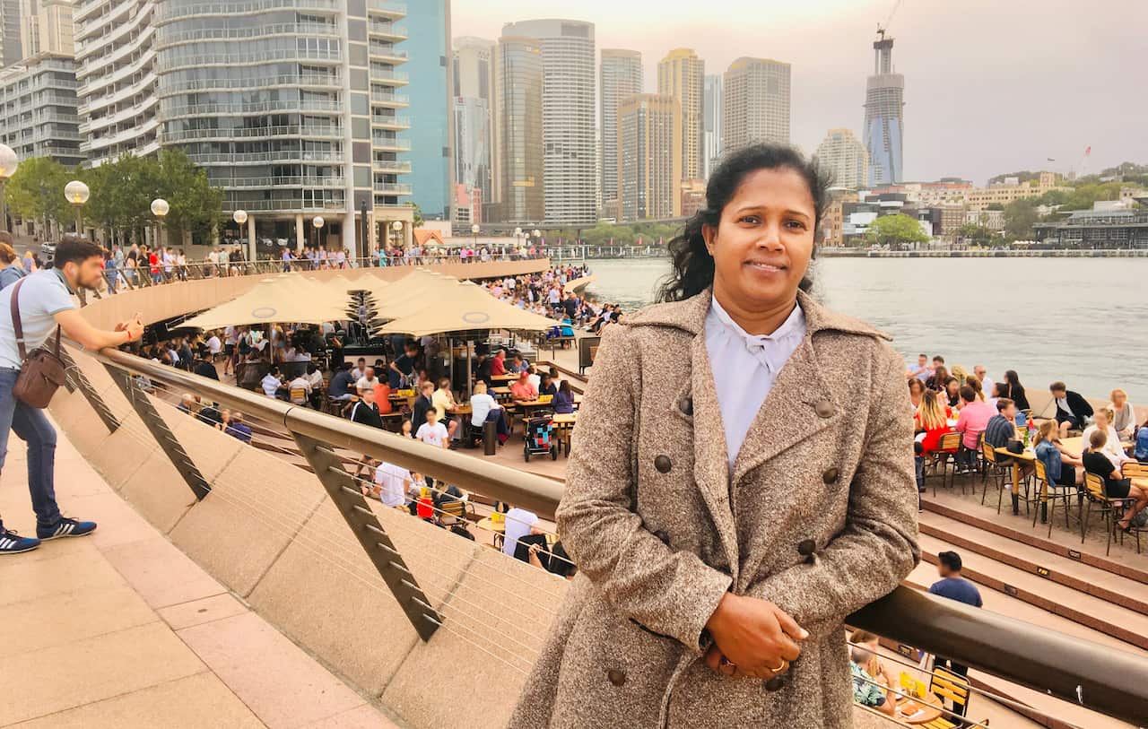 Mrs.Chamila Nayanakumari during her visit to Sydney , Australia before the COVID-19 pandemic
