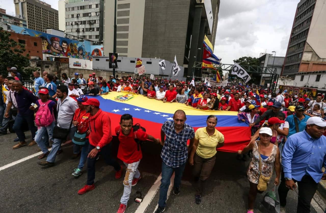 Supporters of the Venezuelan President Nicolas Maduro attend a march backing the Constituent National Assembly, in Caracas, Venezuela, 17 May 