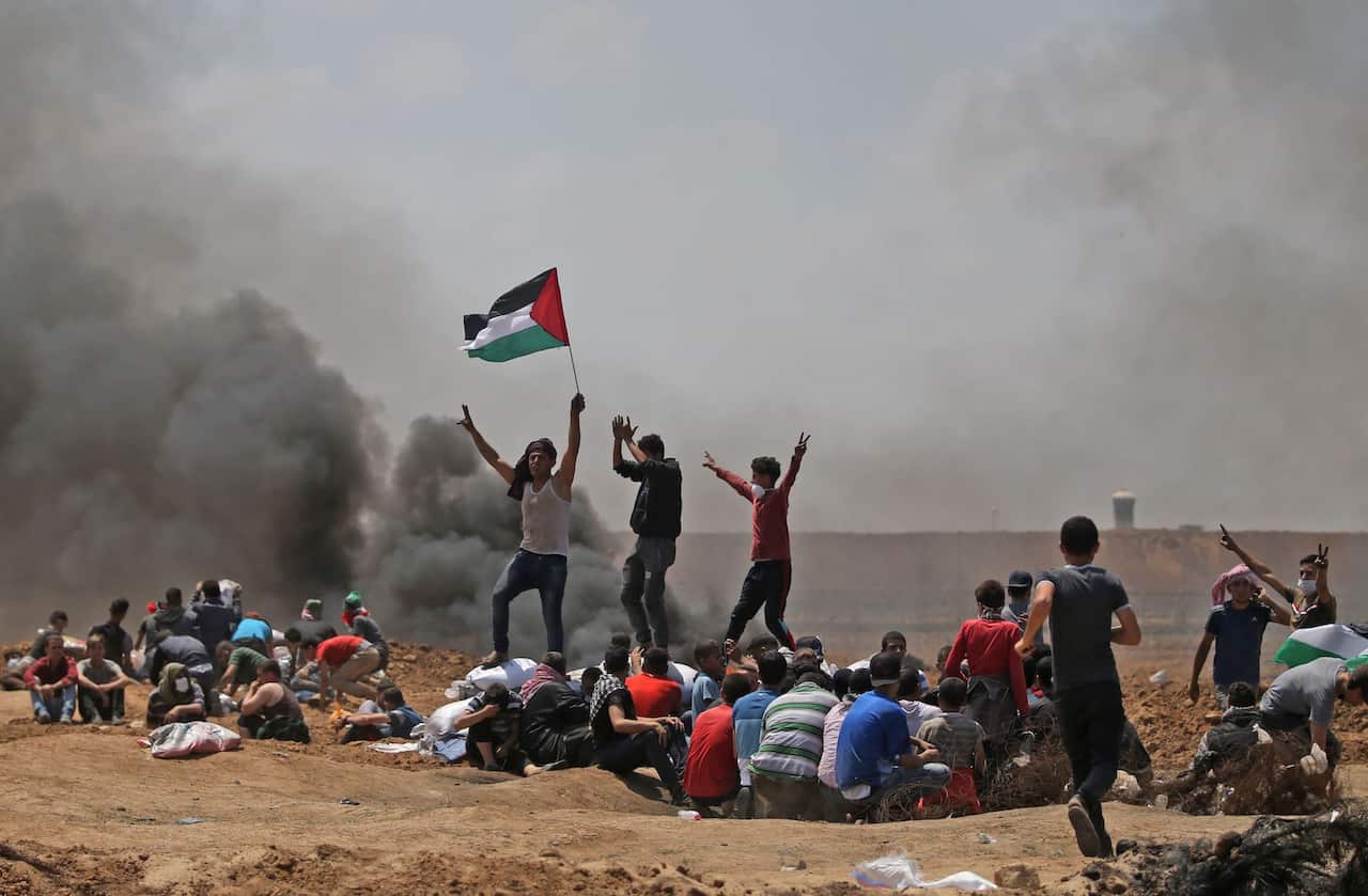 Palestinians protest in GAza 
