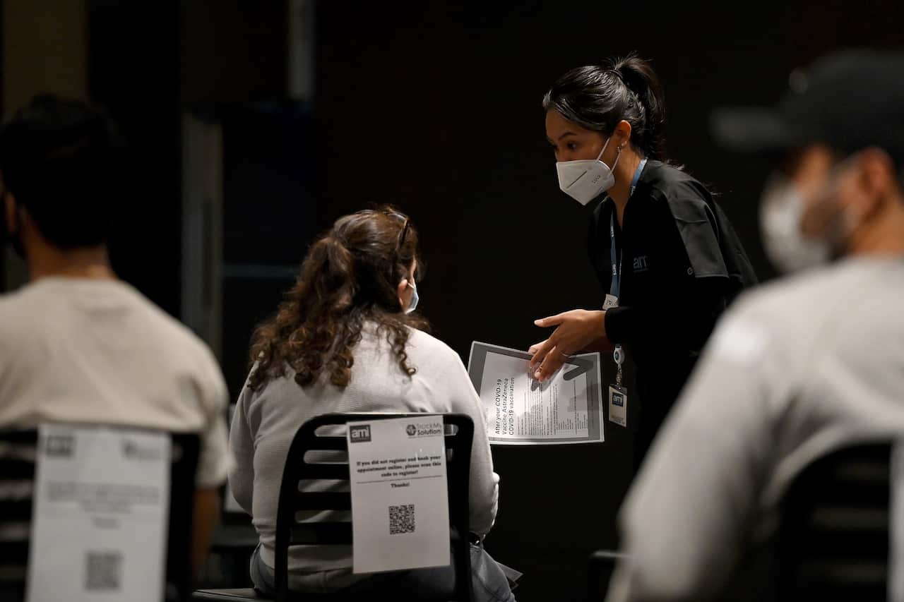 A COVID-19 vaccination clinic at the Bankstown Sports Club in Sydney.