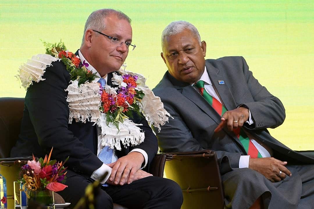 Australian Prime Minister Scott Morrison with the Prime Minister of Fiji Frank Bainimarama.