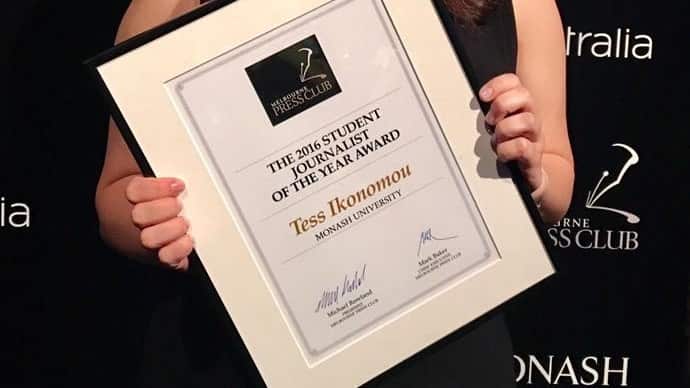 Tess Ikonomou is the "Student Journalist of the Year"