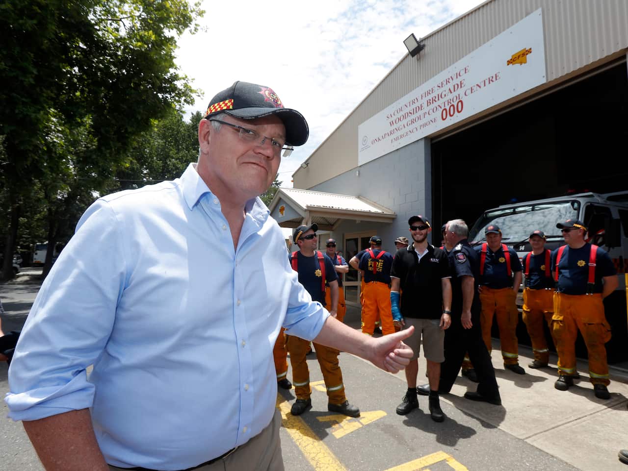 Prime Minister Scott Morrison meets crews from Woodside Community Fire Service in South Australia.