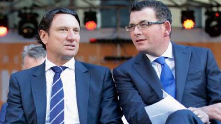 Victorian Premier (R) Daniel Andrews with GCM president Bill Papastergiadis
