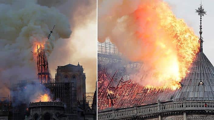 Notre Dame in flames. 