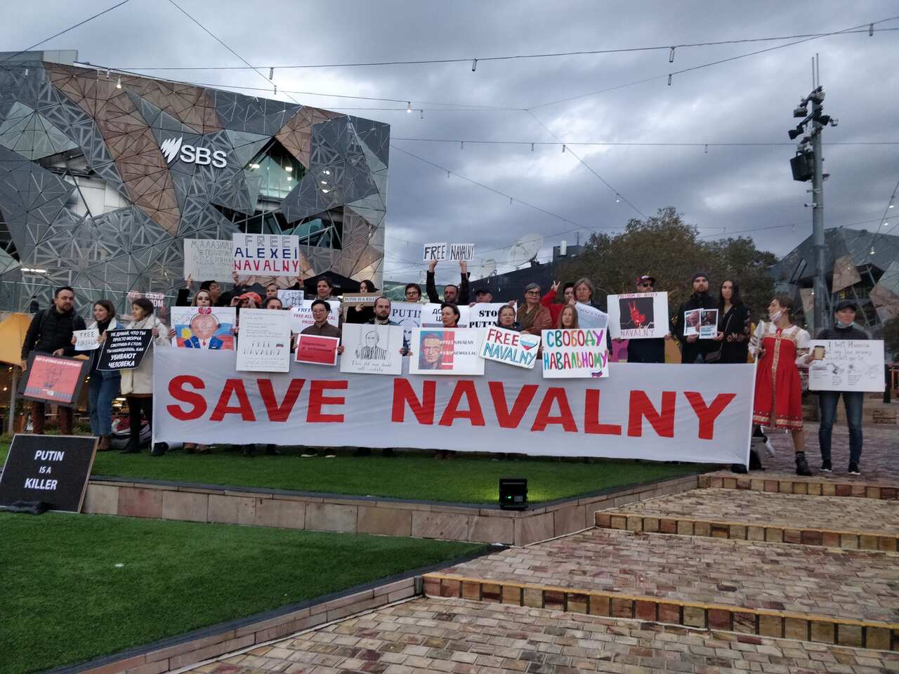 Protests in support of Alexei Navalny in Melbourne